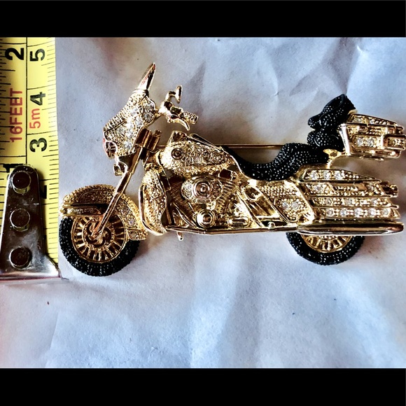 Swarovski Crystal Motorcycle Pin - Picture 2 of 13